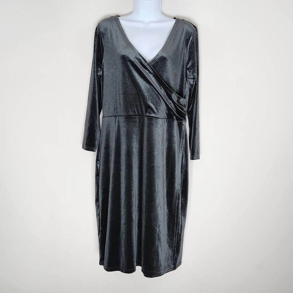 Ann Taylor Faux Wrap Dress Knee Length 3/4 Sleeve V-Neck Size L New With Tags